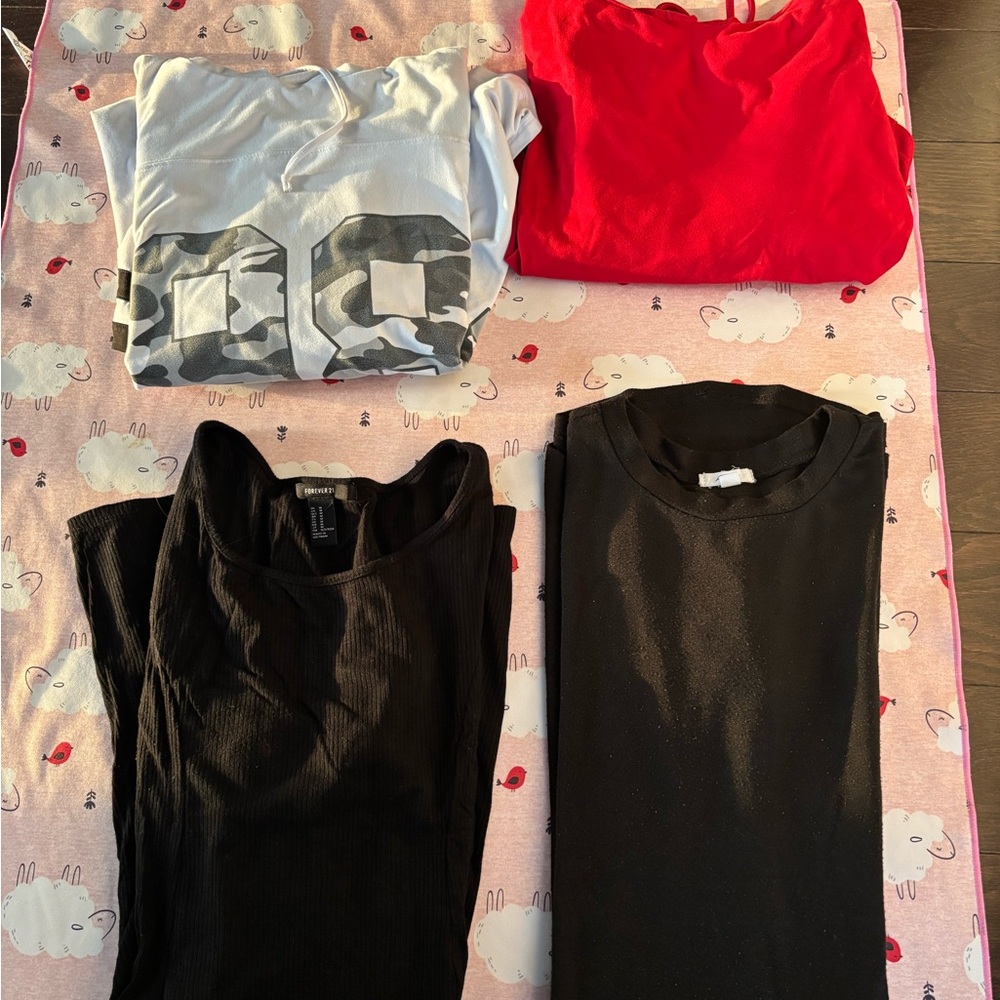 All 4 ( 2 tops and 2 black dress )